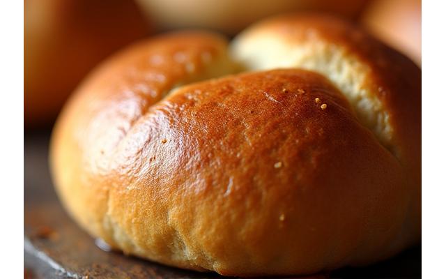 焼き立ての職人が丁寧に作ったバンズのクローズアップ